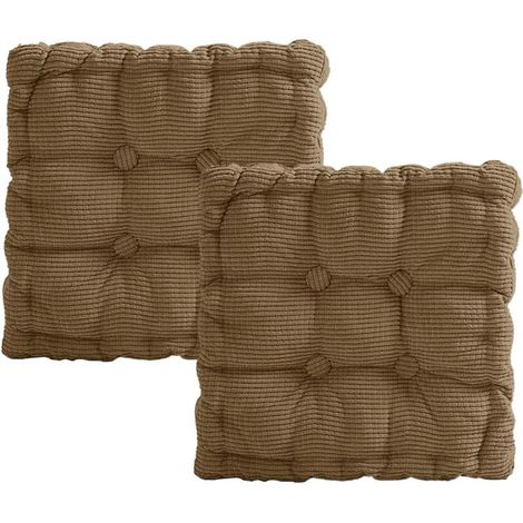 Lot de 2 Coussins de Chaise, 40 x 40 cm Coussin Chaise Épais, Coussin pour Chaise d'Extérieur et d'Intérieur, pour Chaise de Jardin, , Balcon, Salle à Manger (Marron, Carré) (1/5)