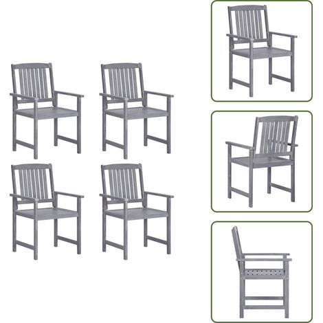 Chaises de jardin lot de 4 Bois massif d'acacia Gris - Chaise De Jardin - Meubles De Jardin - Mobilier De Jardin - Acacia - Chaise En Bois (1/5)