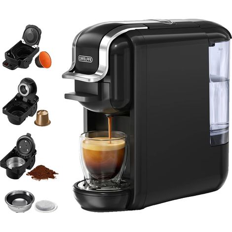 Machine à café, pression de 19 bars, compatible avec plusieurs types de capsules, Noir, UE (1/2)