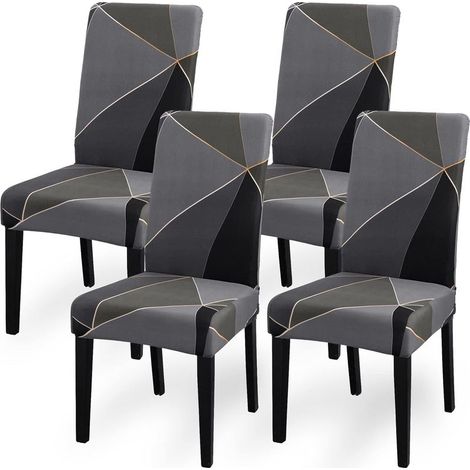 Housses de chaises, ensemble de quatre housses élastiques pour chaises de salle à manger, housses décoratives amovibles et lavables (1/5)
