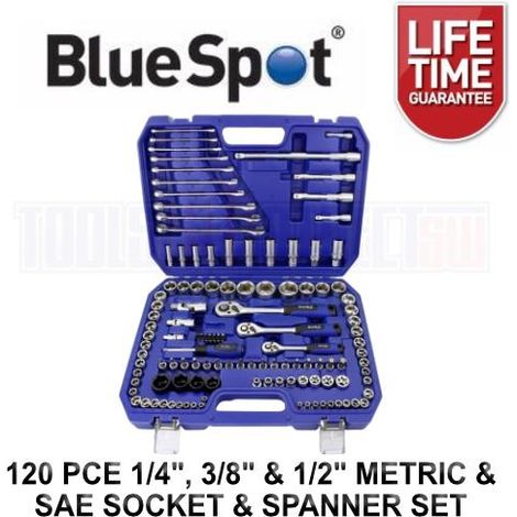 BlueSpot Tools 1583 1/2in 3/8in & 1/4in Metric Socket Set 120 Piece B/S1583 (1/3)