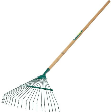 1 Balai à Gazon, 20 Dents Fil Rond, Manche Bois PEFC, Largeur 44 cm, Poids 0,55 kg, Jardinage