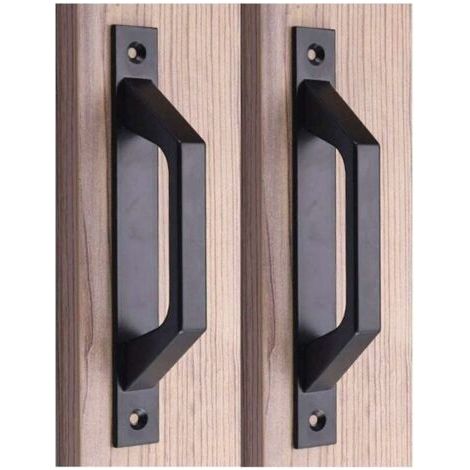 LaBlanc - Set di punte da trapano, maniglia in legno, maniglia per porta scorrevole in alluminio, nero 20X2,5X4,7 cm
