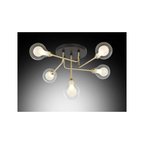 PLAFONIERA LEONOR 5 LUCI G9 D.58XH30CM NERA / ORO