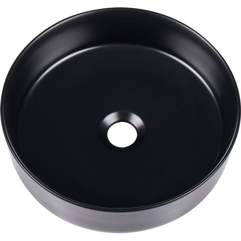 Lavabo sobre encimera de cerámica baño redondo negro mate ⌀ 36 cm Calig