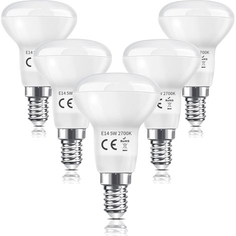 Ampoule LED R50 E14 5W, Ampoule Spot Réflecteur LED E14 Équivalent 40W Incandescence, Blanc Chaud 2700K 475LM, Angle de faisceau 120°, Non Dimmable, Lot de 5 (1/5)