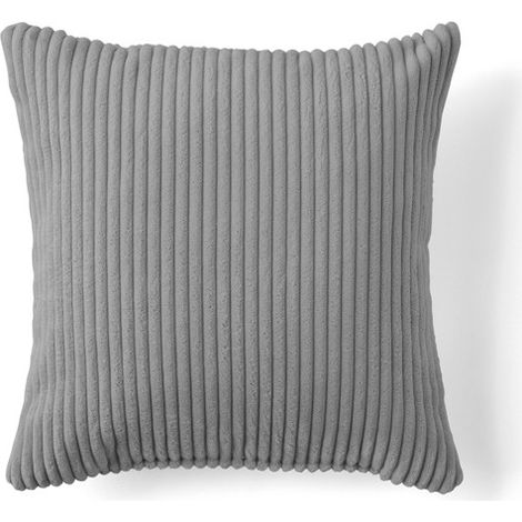 Rune - coussin - en velours côtelé - 37x37 cm - gris clair (1/4)