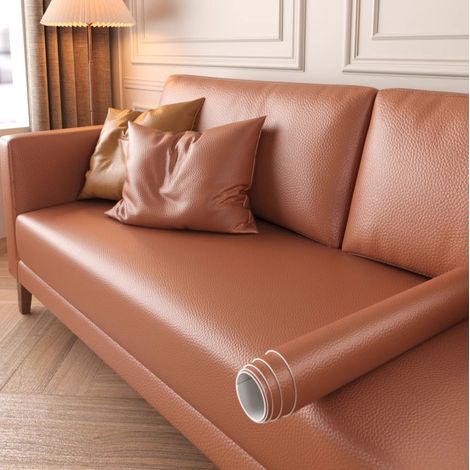 Patch de réparation cuir (marron 50x50cm) à faire soi-même - Réparation du cuir de canapé, table, lit et chaise (1/5)
