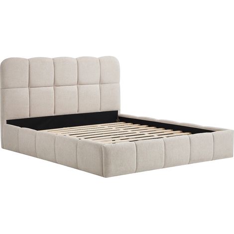 Letto 160 x 200 cm Tessuto Testurizzato Beige - DILUDO (1/4)