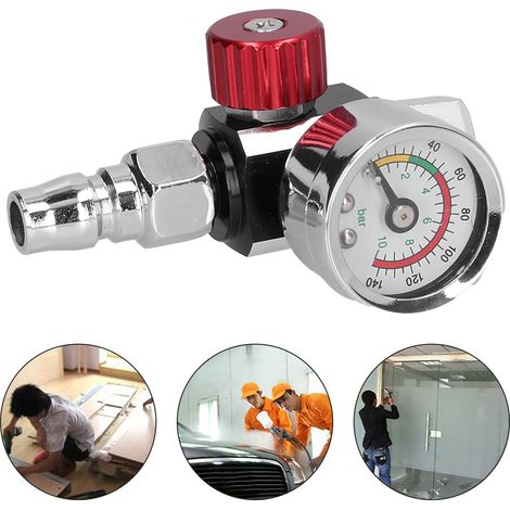 Valve de régulation de pression pour pistolet à peinture, régulateur de pression d'air G1/4, manomètre, accessoires pour outils pneumatiques. (1/5)