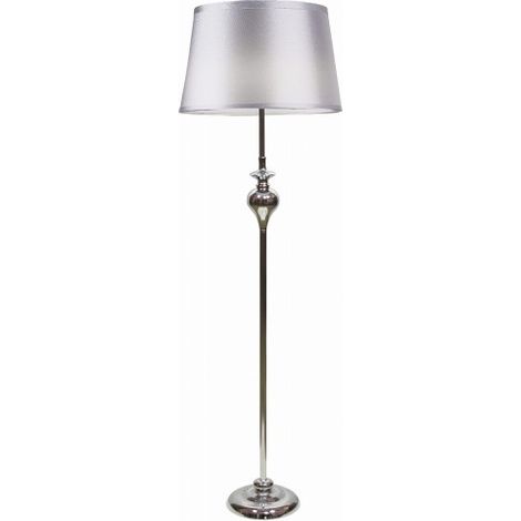 Lampadaire classique chromé abat-jour argent E27 60W Prima