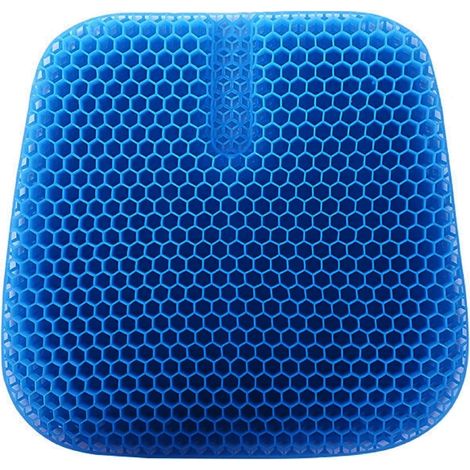 Gel-Sitzkissen, doppellagig, wabenförmig, atmungsaktiv, für Auto, Büro und Zuhause, blau.