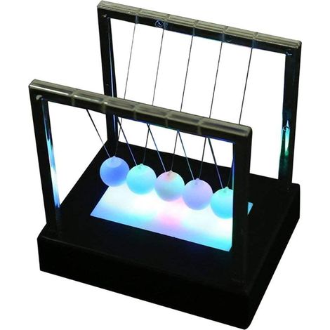 Balancier à boules lumineuses LED Newton - Jouet scientifique pour enfants, décoration de bureau et maison, lot de 5 billes (1/5)