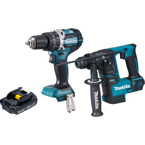 Makita DLX 2278 Y1 Kit combiné batterie + perceuse-visseuse à percussion 54 Nm DHP 484 + marteau perforateur 1,2 J DHR 171 + 1x batterie 1,5 Ah - sans chargeur (1/4)