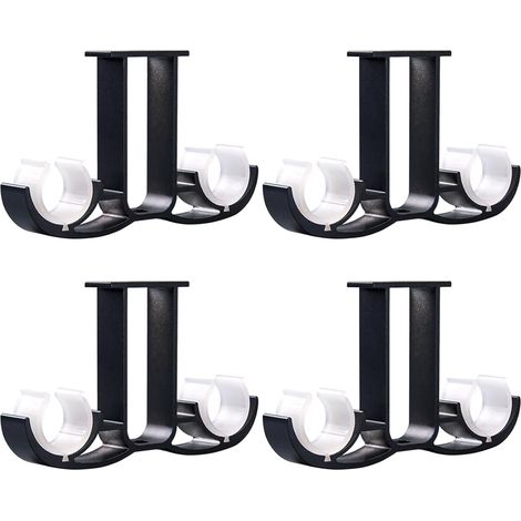 4Tringle à rideaux double couche, tringle à rideaux en métal robuste, tringle à rideaux fixée au plafond (noire) (1/5)