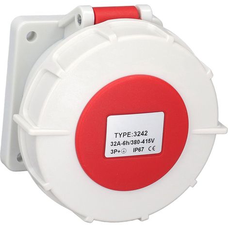 Connecteur industriel encastré 3 phases 4 broches 32A IP67 étanche ignifuge prise AC 380-415V (1/5)
