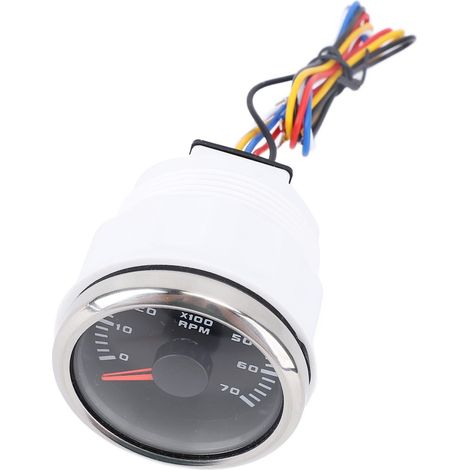 Tachymètre 52 mm 7000 tr/min avec compteur horaire, rétroéclairage 7 couleurs, indicateur de régime 9-32 V CC pour camion, tracteur, voiture, caravane, bateau, cadran noir, boîtier argenté CX6229 (1/5)