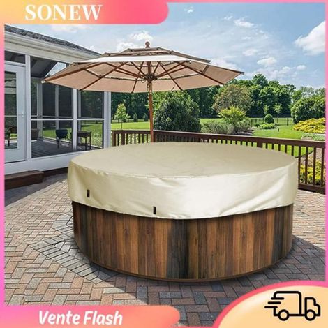 Sonew Housse de protection ronde pour spa Couverture ronde pour spa, ourlet réglable, imperméabilisante, résistante piscine jardin (1/5)