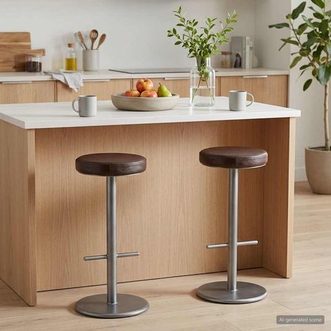 vidaXL Tabourets de bar lot de 2 marron cuir véritable (1/5)
