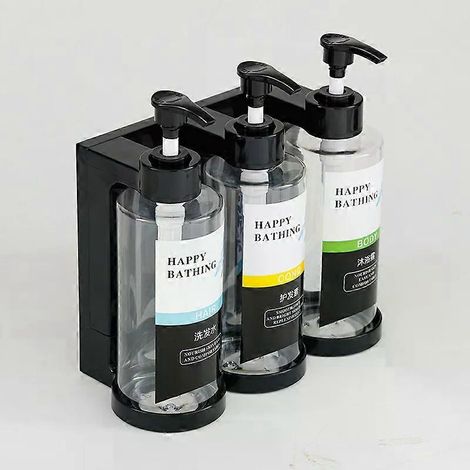 Filiyano-Flacons séparés pour shampoing et gel douche, fixation murale sans perçage distributeurs de savon manuels muraux pour gel hydroalcoolique (1/5)
