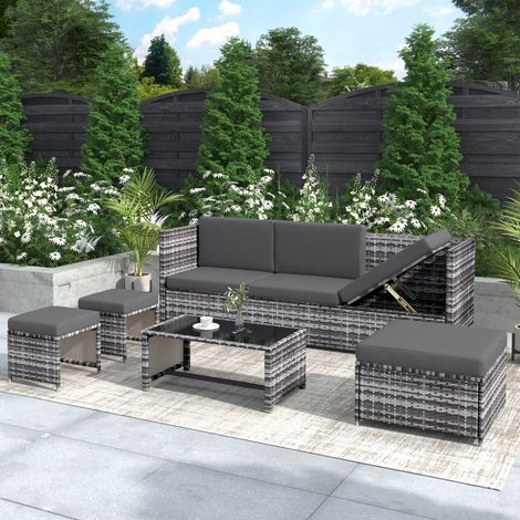 Grey Rattan Lounge Set:Stylish Garden Sofa and Patio Furniture Collection