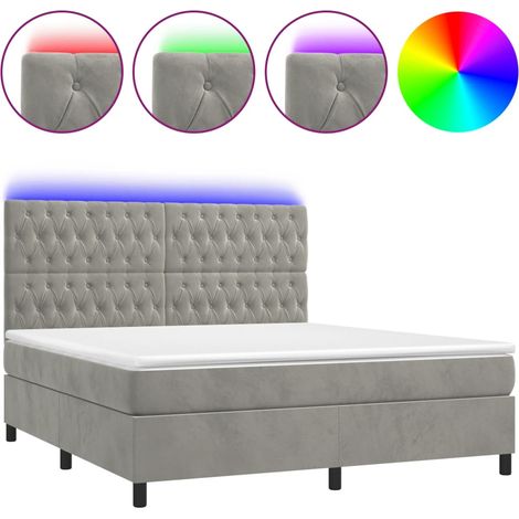 Maison Exclusive - Boxspringbett mit Matratze & LED Hellgrau 180x