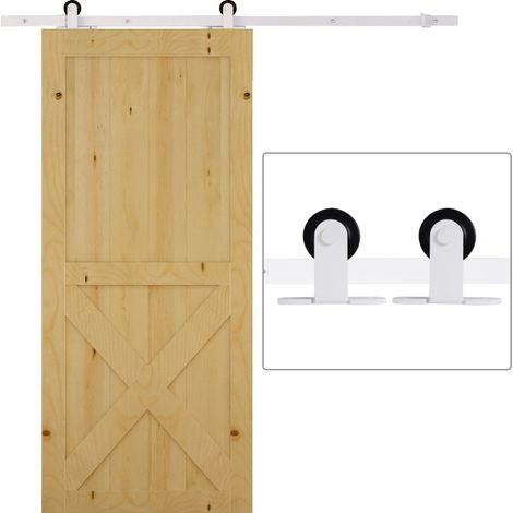 Kit de herrajes para puerta corredera 183 cm de acero blanco para 2 puertas (1/5)