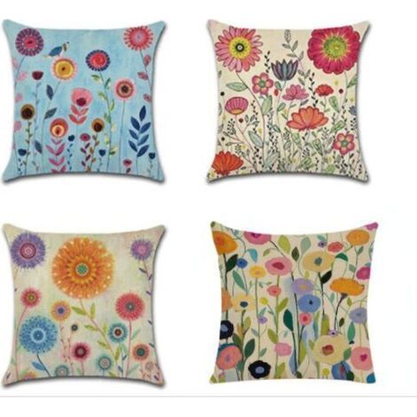 Funda de cojín impermeable para exteriores, funda de cojín repelente al agua, cojín decorativo para sofá, funda de cojín decorativa para sofá, sala de estar, balcón, jardín, 45 x 45 cm, estampado flor (1/5)