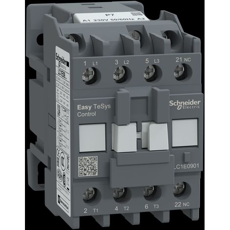 Contacteur de puissance, commande Easy TeSys, AC-3, 9 A, 3P (1 NF), bobine 230 V, 50/60 Hz (1/2)