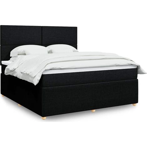 Cama box spring con colchón tela negro 180x200 cm (1/5)