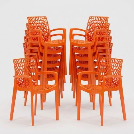 22 Sillas de comedor polipropileno para cocina y bar Grand Soleil Gruvyer Arm - Naranja (1/5)