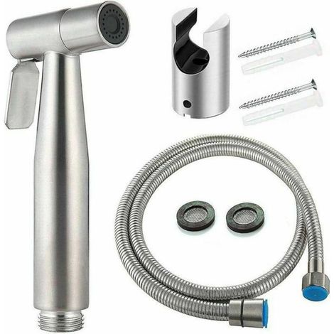 Douchette Bidet - Acier Inoxydable 304 - Flexible 120 cm - Support Mural - 2 Joints - Pour Robinet WC Standard (1/4)
