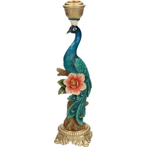 Bougeoir Décoratif Motif Paon Multicolore Chandelier Élégant Intérieur Extérieur 7 x 29 cm - PANGIVO (1/5)