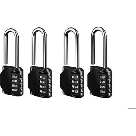 Cadenas À Combinaison - 4 Chiffres - Alliage De Zinc Et Acier Trempé - Pour Casier École Gymnase Garage Jardin - Lot De 4 (1/4)