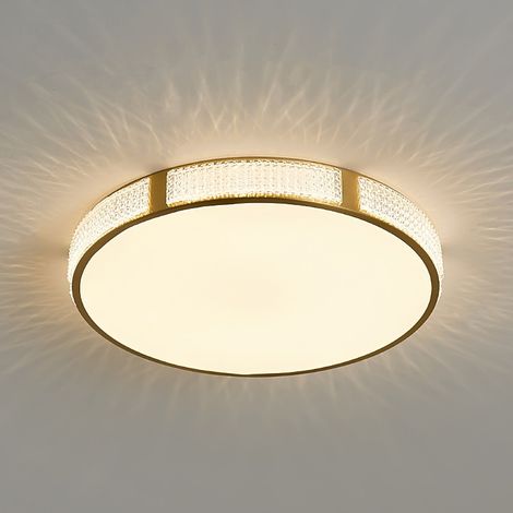 Luminaire plafonnier LED 30/40 cm forme géométrique – métal cuivre doré, style nordique moderne, éclairage plafond design simple pour salon et chambre