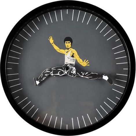 Horloge Murale Quartz Ronde - Mouvement Silencieux - Décoration Style Kung Fu - Pour Salon Chambre Bureau Restaurant - 1 Pièce (1/5)