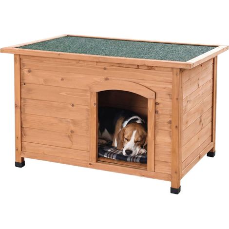 Hundehütte aus Holz, orange – wasserdichtes Dach, erhöhter Sockel (1/5)