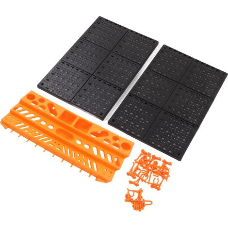 Panneau perforé mural ABS multifonction capacité 15kg système de rangement d'outils pour pièces et accessoires, support mural robuste pour atelier, garage et bricolage, organisateur polyvalent. (1/5)