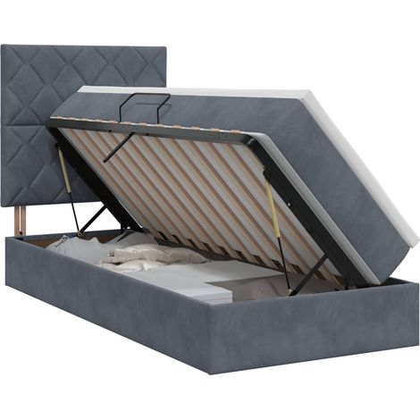 Letto con contenitore e materasso Grigio Scuro 100 x 200 cm vidaXL (1/5)