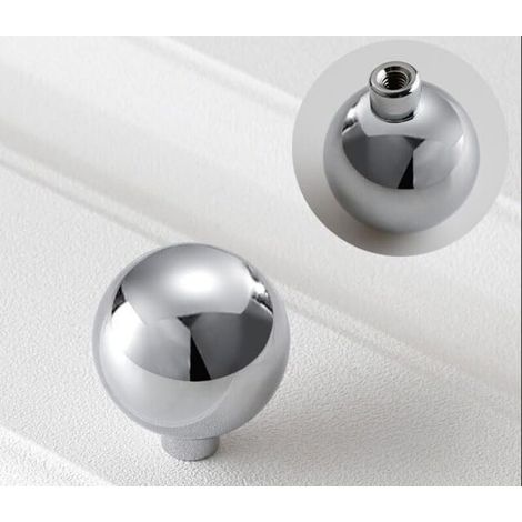 Lot de 5 boutons de tiroir chromés, boutons d'armoire, poignées de porte en forme de boule chromée, boutons de porte en zinc massif