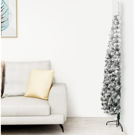 Demi Sapin de Noël artificiel Arbre de Noël mince avec neige floquée 240 cm 29682 (1/5)