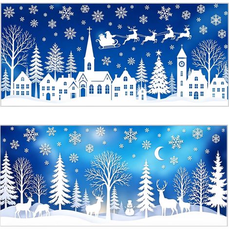 8 Feuilles stickers noel fenetre pour belle deco noel fenetre (1/5)