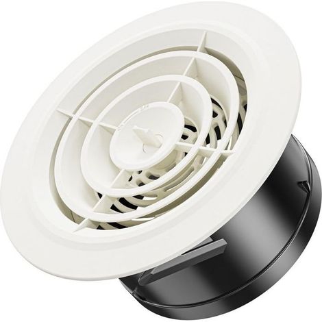 Grille d'aération avec sortie d'air ronde, pour ouverture de diamètre 100 mm, blanche (1/5)