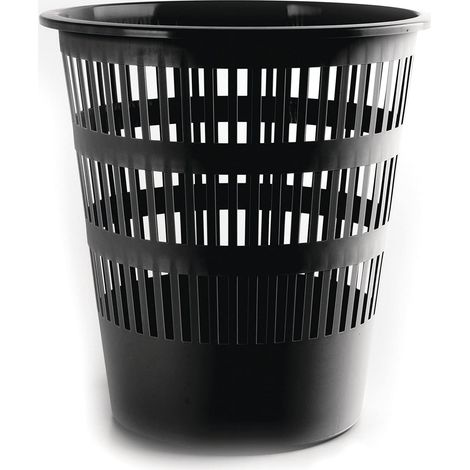 Corbeille à papier ajourée - 1 unité - Polypropylène robuste - Design perforé élégant - Bureau et maison - Noir 16L