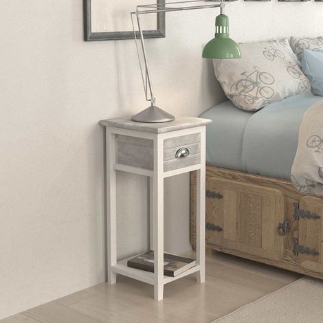 Maison Exclusive - Comodino con 1 Cassetto Grigio e Bianco (1/5)