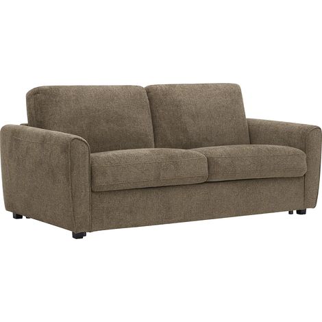 Divano letto 3 posti express in tessuto ciniglia tortora Letto 140 cm Materasso 12 cm SCOTIMI (1/5)