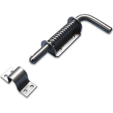 Verrou à ressort torpille Diamètre 14 mm inox + gâche (1/5)