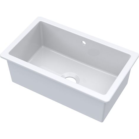 Nuie Undermount Fireclay Kitchen Sink 1.0 Bowl with Overflow 763mm L x 457mm W - White (1/2)
