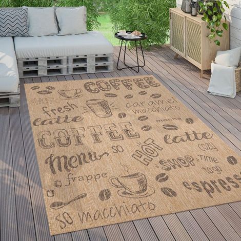Paco Home Tapis Exterieur Terrasse Balcon Tapis Cuisine Moderne Écriture 80x250 cm, Beige 3 (1/5)