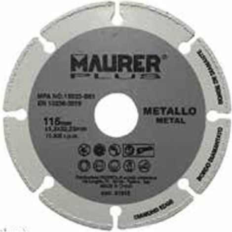 DISCO TAGLIO UNIVERSALE P/METALLO MM 115X1,2X22,33 -- MAURER PLUS